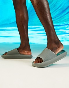 Голубые фактурные шлепанцы ASOS DESIGN-Голубой