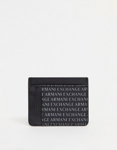 Черный кошелек для пластиковых карт со сплошным принтом логотипа Armani Exchange-Черный цвет