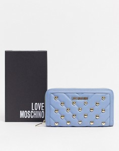 Голубой кошелек с декоративными заклепками Love Moschino