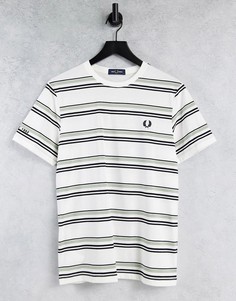 Белая футболка в двойную полоску Fred Perry-Белый