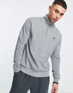 Серый свитшот с молнией 1/4 Fred Perry