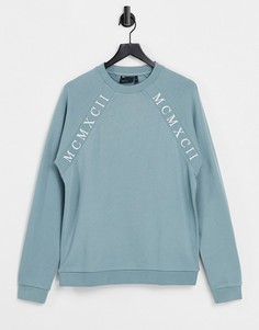 Серо-голубое oversized-худи с римскими цифрами на ленте (от комплекта) ASOS DESIGN-Серый