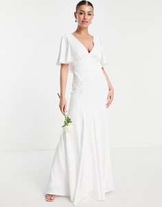 Свадебное платье из крепа с расклешенными рукавами ASOS EDITION Victoria-Белый