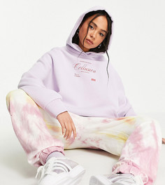 Сиреневая худи в стиле oversized с фирменным принтом COLLUSION-Фиолетовый цвет