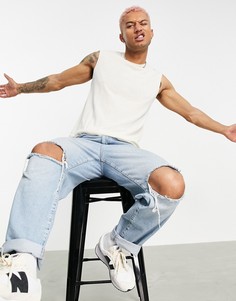 Белая майка из вязаного хлопкового трикотажа ASOS DESIGN-Белый