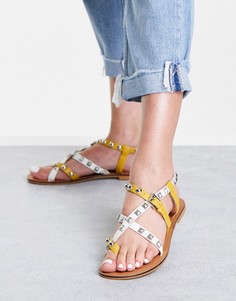 Белые кожаные сандалии с заклепками ASOS DESIGN Fairground-Белый