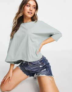 Свободная футболка шалфейно-зеленого цвета с рукавами «летучая мышь» ASOS DESIGN-Зеленый цвет