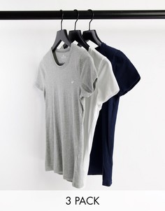 Набор из 3 футболок разных цветов с круглым вырезом и логотипом Hollister-Многоцветный