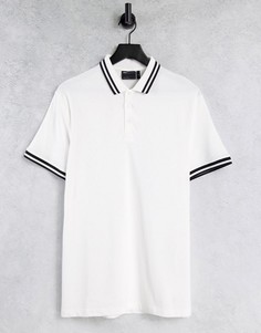 Белая футболка-поло из органического пике с кантом ASOS DESIGN-Белый