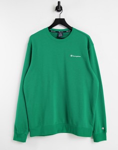 Зеленый свитшот с маленьким логотипом-надписью Champion-Зеленый цвет