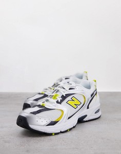 Кроссовки белого, желтого и темно-синего цветов New Balance 530-Белый