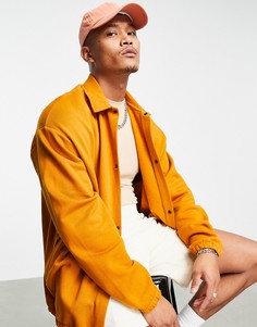 Трикотажная спортивная oversized-куртка горчичного цвета ASOS DESIGN-Зеленый цвет