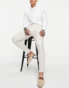 Светло-бежевые супероблегающие брюки из хлопкового льна ASOS DESIGN Wedding-Светло-бежевый