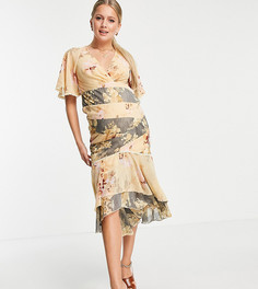 Платье миди со вставками с комбинированными цветочными принтами и кружевной отделкой ASOS DESIGN Maternity-Многоцветный