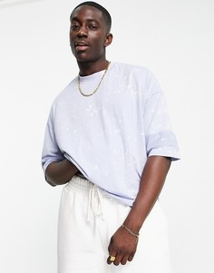 Oversized-футболка выбеленного фиолетового цвета с вставками из вафельного трикотажа ASOS DESIGN-Фиолетовый цвет