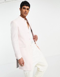 Розовый длинный пиджак шервани узкого кроя с воротником-стойкой ASOS DESIGN Wedding Sherwani-Розовый цвет