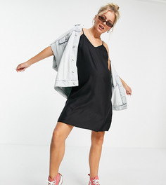 Черное платье-комбинация мини с V-образным вырезом ASOS DESIGN Maternity-Черный цвет