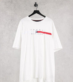 Белая футболка с полоской на груди и логотипом Tommy Hilfiger Big & Tall Global-Белый