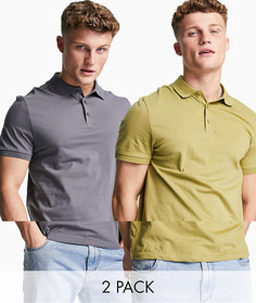 2 трикотажных поло из органического хлопка ASOS DESIGN-Многоцветный