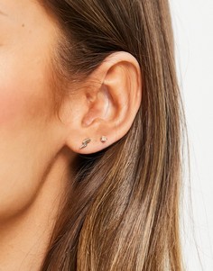 Золотистые серьги-гвоздики в виде молний Pieces-Золотистый