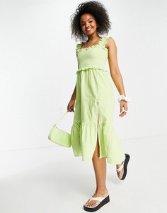 Зеленое пляжное платье миди в клетку Influence-Зеленый цвет