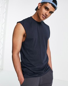 Темно-синяя свободная футболка без рукавов Only & Sons-Темно-синий