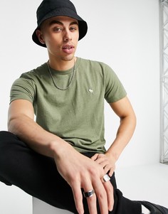 Зеленая футболка с асимметричным подолом и логотипом Abercrombie & Fitch-Зеленый цвет