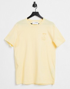 Желтая футболка с принтом "Nice" Selected Homme-Желтый