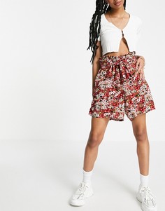 Черные шорты с принтом и завязкой на талии Vero Moda-Черный