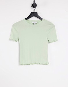 Шалфейно-зеленая футболка с фигурной кромкой Topshop-Зеленый цвет