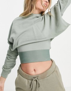 Укороченное худи и кроп-топ для дома цвета хаки ASOS DESIGN-Многоцветный