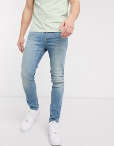 Зауженные джинсы зеленовато-голубого цвета из органического хлопка Topman-Голубой