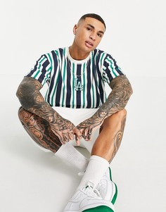 Футболка в стиле "oversized" с зелеными и синими полосками New Era MLB LA Dodgers-Многоцветный