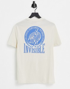 Светло-бежевая футболка из органического хлопка с принтом на спине ASOS DESIGN-Светло-бежевый