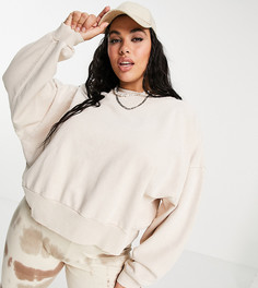 Светло-бежевый выбеленный свитшот в стиле "oversized" ASOS DESIGN Curve