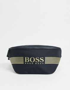 Темно-синяя сумка-кошелек на пояс с логотипом BOSS-Темно-синий