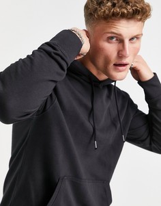 Черное окрашенное худи свободного кроя Jack & Jones-Черный цвет
