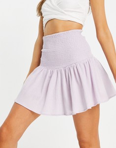 Сиреневая мини-юбка с присборенной талией ASOS DESIGN-Фиолетовый цвет