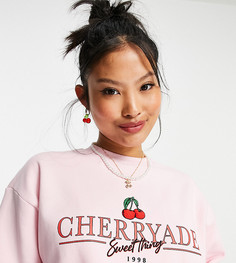 Эксклюзивный розовый свитшот укороченного кроя с принтом "Cherryade" ASOS DESIGN Petite-Розовый цвет