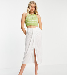 Белая юбка миди с драпировкой ASOS DESIGN Tall-Белый