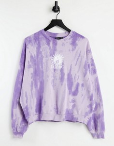 Oversized-свитшот сиреневого цвета с эффектом тай-дай и астрономическим принтом ASOS DESIGN-Фиолетовый цвет