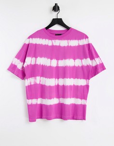 Oversized-футболка розового цвета с выбеленными полосками ASOS DESIGN-Розовый цвет