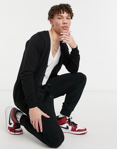 Кардиган без застежки с закругленным нижним краем ASOS DESIGN-Черный цвет