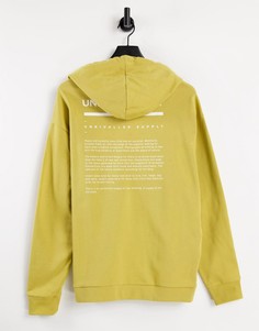 Oversized-худи цвета античного золота с принтом логотипа от комплекта ASOS Unrvlld Spply-Желтый