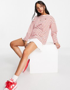 Красный лонгслив в полоску Lacoste-Многоцветный