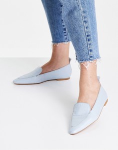Голубые кожаные лоферы с имитацией кожи крокодила ASOS DESIGN Miley-Голубой