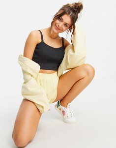 Темно-серая меланжевая укороченная вязаная майка Pieces Marry-Серый