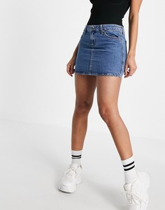 Мини-юбка голубого выбеленного цвета Topshop-Голубой