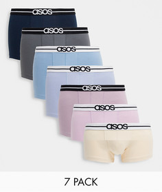 Набор из 7 боксеров-брифов с логотипом на поясе ASOS DESIGN-Мульти