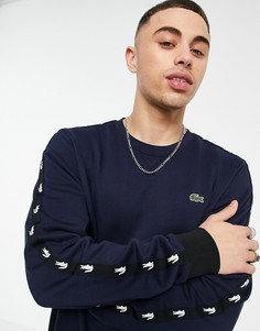 Темно-синий свитшот с отделкой тесьмой Lacoste